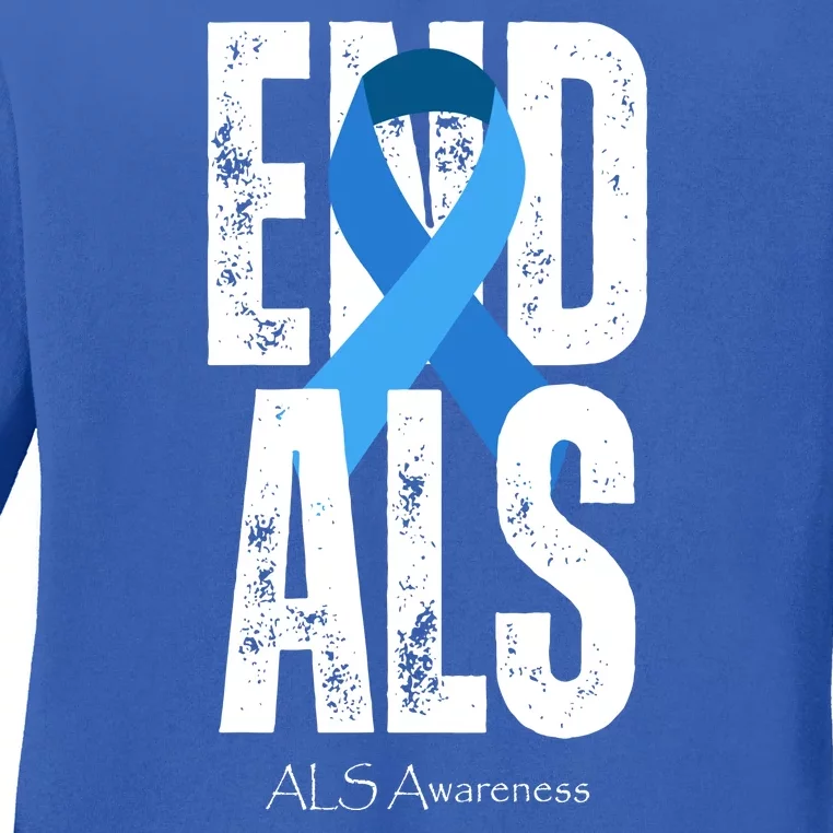 End Als Awareness Month Ribbon Ladies Long Sleeve Shirt