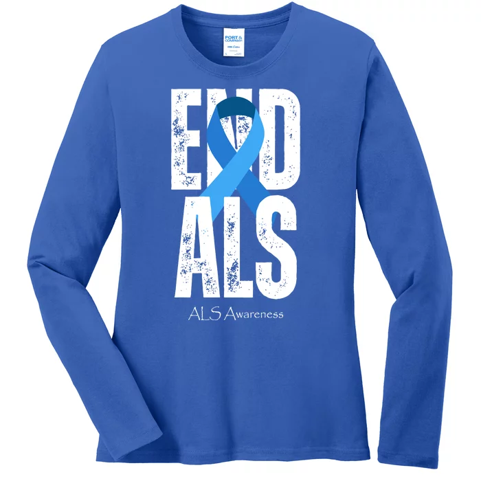 End Als Awareness Month Ribbon Ladies Long Sleeve Shirt