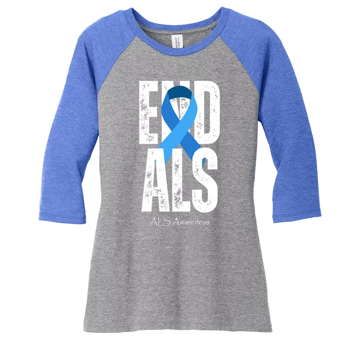 End Als Awareness Month Ribbon Women's Tri-Blend 3/4-Sleeve Raglan Shirt