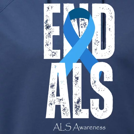 End Als Awareness Month Ribbon Performance Fleece Hoodie