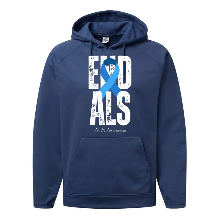 End Als Awareness Month Ribbon Performance Fleece Hoodie