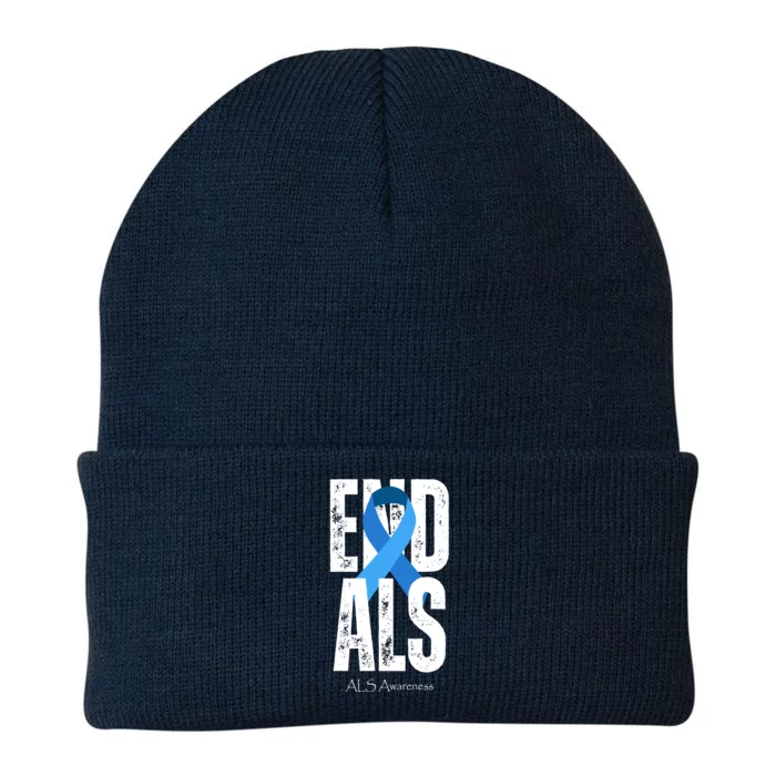 End Als Awareness Month Ribbon Knit Cap Winter Beanie