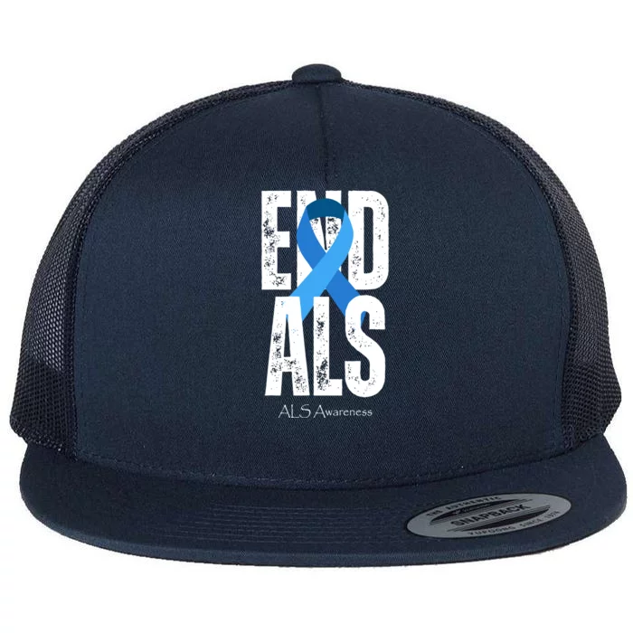 End Als Awareness Month Ribbon Flat Bill Trucker Hat