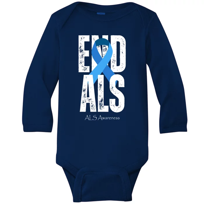 End Als Awareness Month Ribbon Baby Long Sleeve Bodysuit