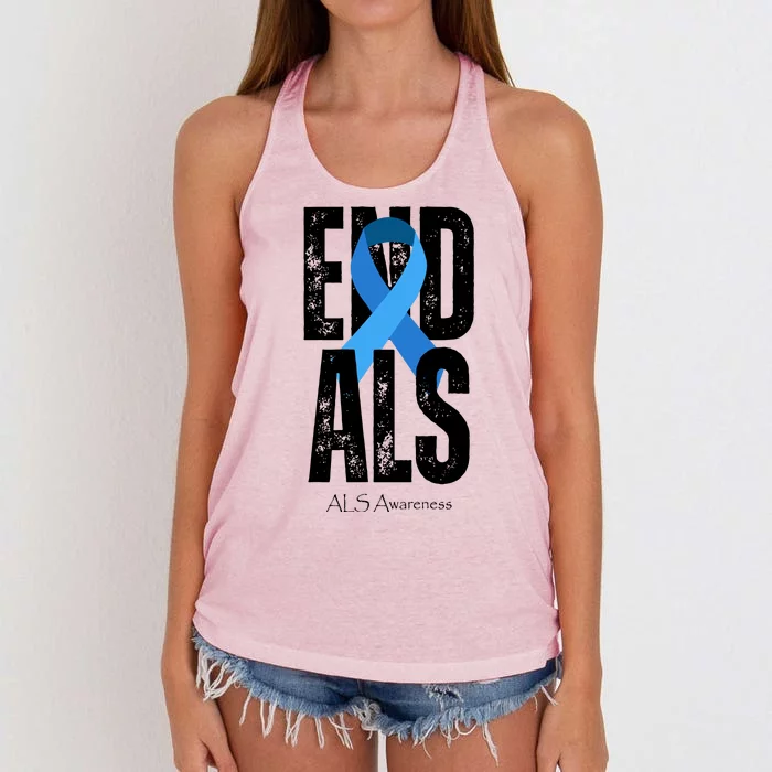 End Als Awareness Month Ribbon Women's Knotted Racerback Tank