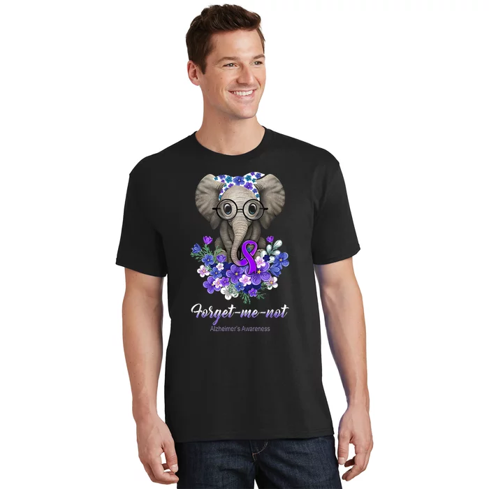 Elephant AlzheimerS Awareness Purple Ribbon T-Shirt