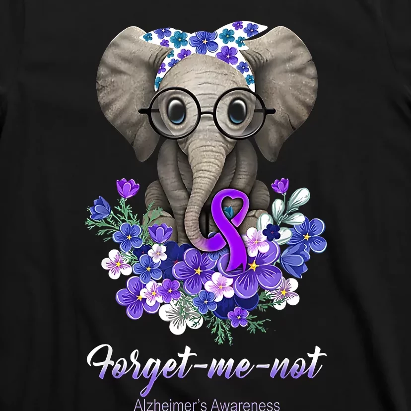 Elephant AlzheimerS Awareness Purple Ribbon T-Shirt