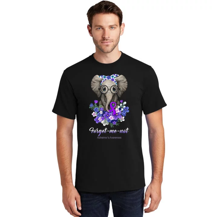 Elephant AlzheimerS Awareness Purple Ribbon Tall T-Shirt