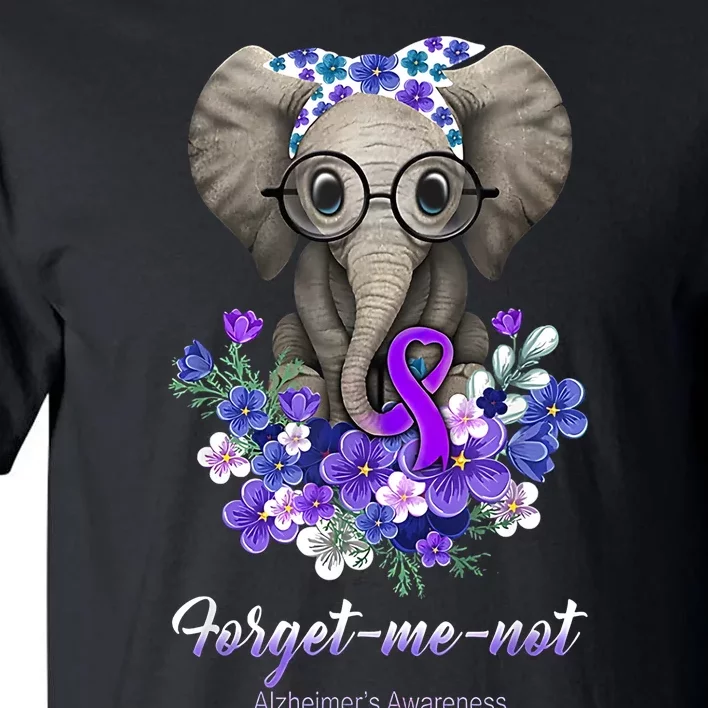 Elephant AlzheimerS Awareness Purple Ribbon Tall T-Shirt