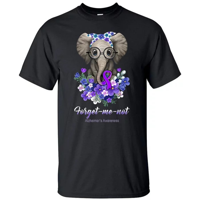 Elephant AlzheimerS Awareness Purple Ribbon Tall T-Shirt