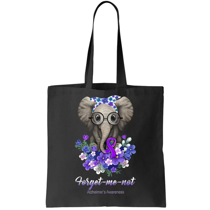 Elephant AlzheimerS Awareness Purple Ribbon Tote Bag