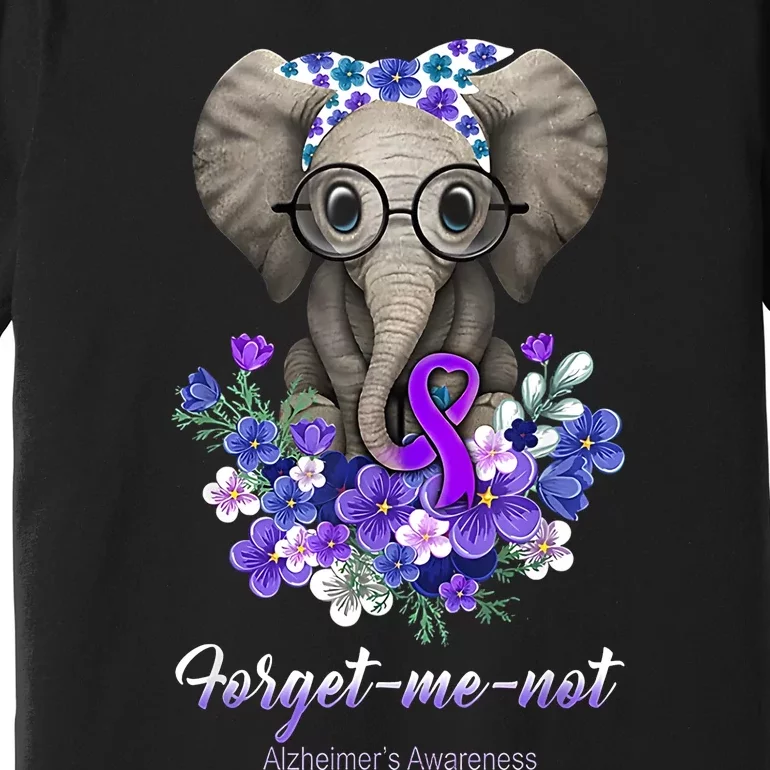 Elephant AlzheimerS Awareness Purple Ribbon Premium T-Shirt