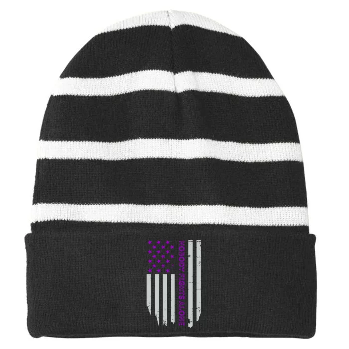 Epilepsy Awareness American Flag Epilepsy Gift Striped Beanie with Solid Band