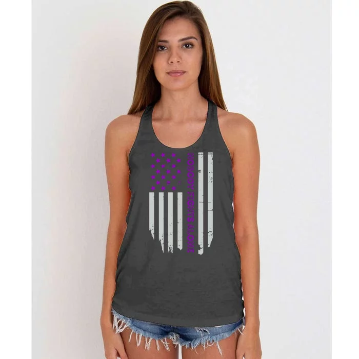 Epilepsy Awareness American Flag Epilepsy Gift Women's Knotted Racerback Tank