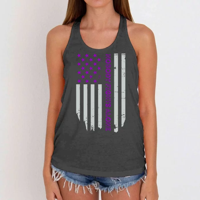 Epilepsy Awareness American Flag Epilepsy Gift Women's Knotted Racerback Tank