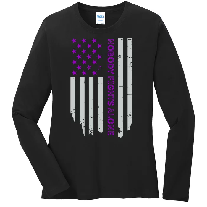 Epilepsy Awareness American Flag Epilepsy Gift Ladies Long Sleeve Shirt