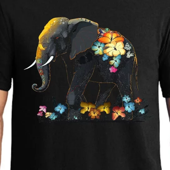 Elephant Animal Africa Art Flowers Elephant Pajama Set