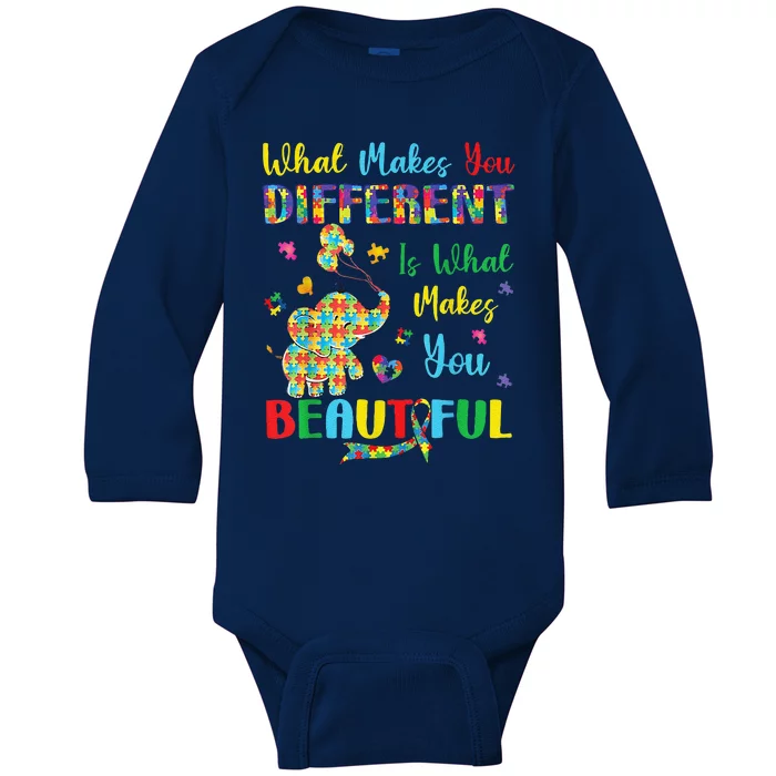 Elephant Autism Awareness Autistic For Family Baby Long Sleeve Bodysuit