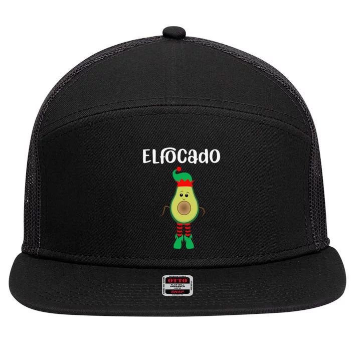 Elfocado - An Avocado Dressed As An Elf 7 Panel Mesh Trucker Snapback Hat