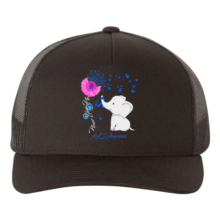 Elephant ALS Awareness - ALS Ribbon Yupoong Adult 5-Panel Trucker Hat