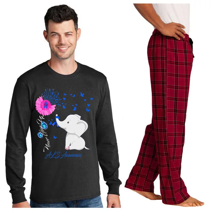 Elephant ALS Awareness - ALS Ribbon Long Sleeve Pajama Set