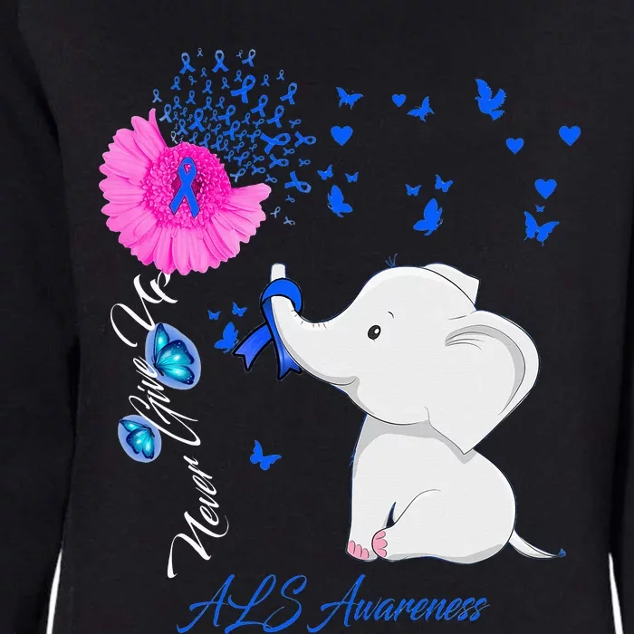 Elephant ALS Awareness - ALS Ribbon Womens California Wash Sweatshirt