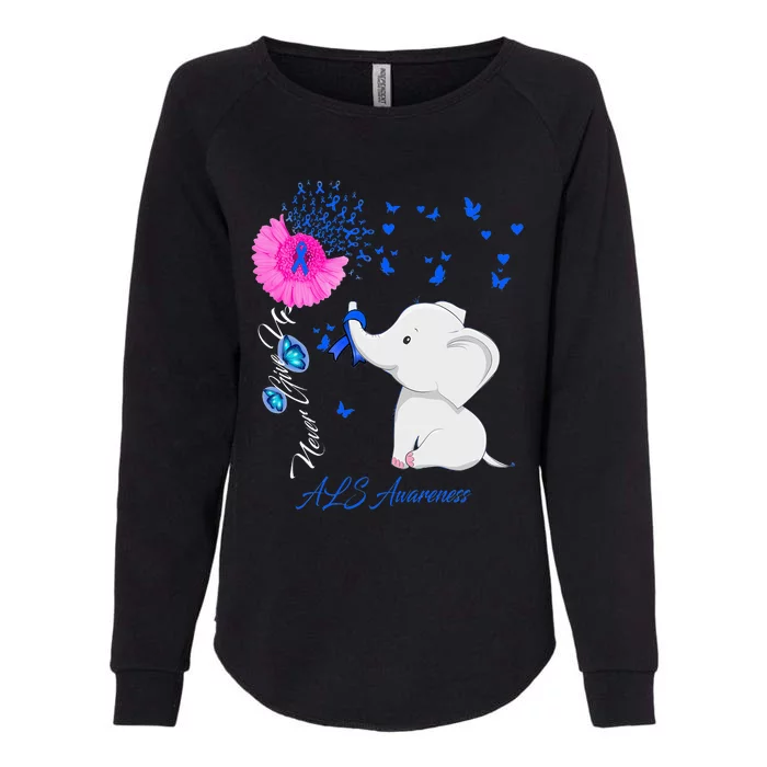 Elephant ALS Awareness - ALS Ribbon Womens California Wash Sweatshirt