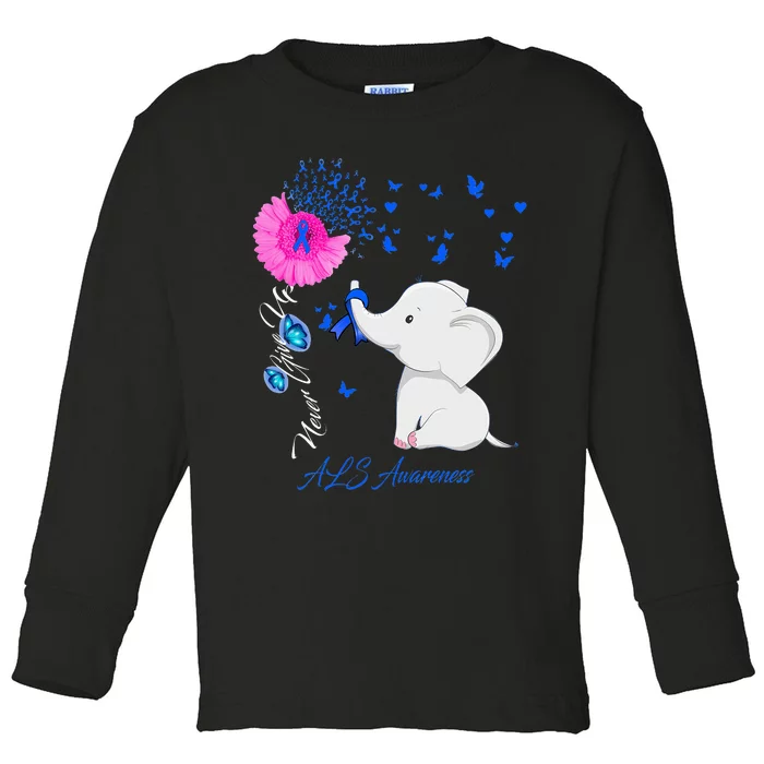 Elephant ALS Awareness - ALS Ribbon Toddler Long Sleeve Shirt