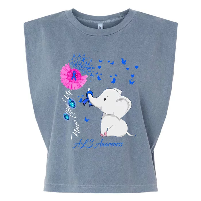 Elephant ALS Awareness - ALS Ribbon Garment-Dyed Women's Muscle Tee