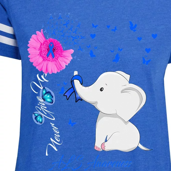 Elephant ALS Awareness - ALS Ribbon Enza Ladies Jersey Football T-Shirt