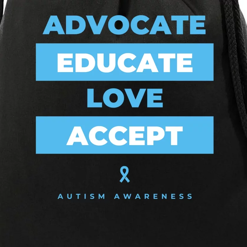 Educate Autism Awareness Drawstring Bag