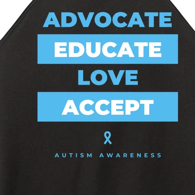 Educate Autism Awareness Women’s Perfect Tri Rocker Tank