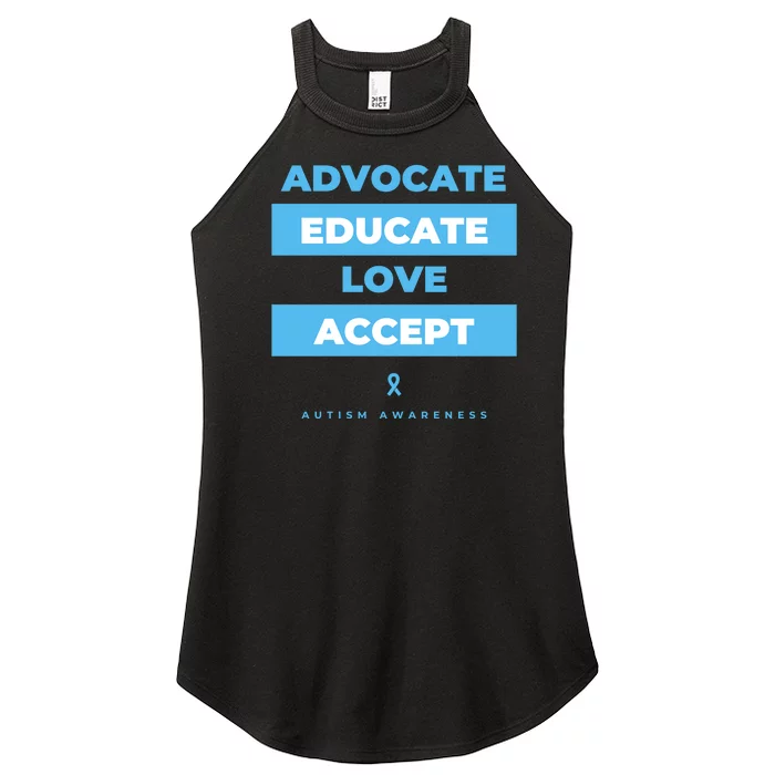 Educate Autism Awareness Women’s Perfect Tri Rocker Tank