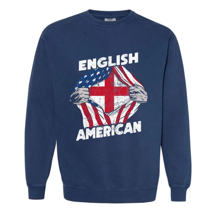 English And American Flag England Proud Garment-Dyed Sweatshirt