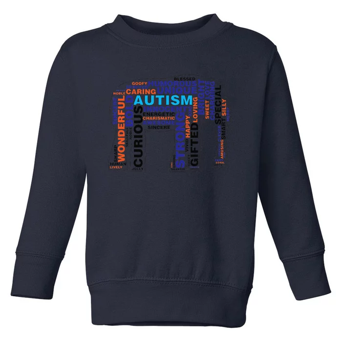 Elephant Autism Awareness Autism Awareness Gift Toddler Sweatshirt