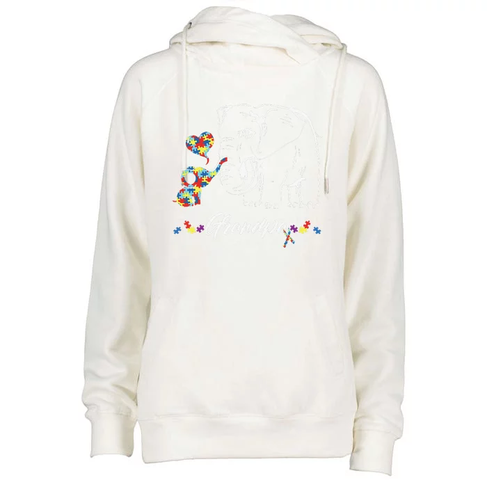 Elephant Autism Awareness Grandpa Autism Gift Womens Funnel Neck Pullover Hood