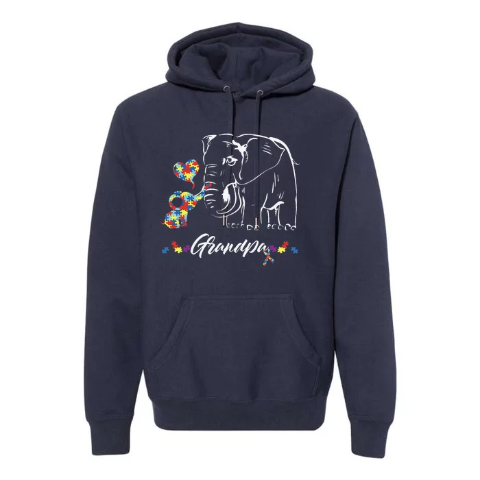 Elephant Autism Awareness Grandpa Autism Gift Premium Hoodie