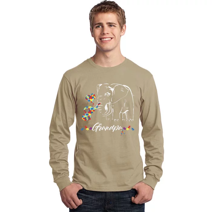 Elephant Autism Awareness Grandpa Autism Gift Tall Long Sleeve T-Shirt