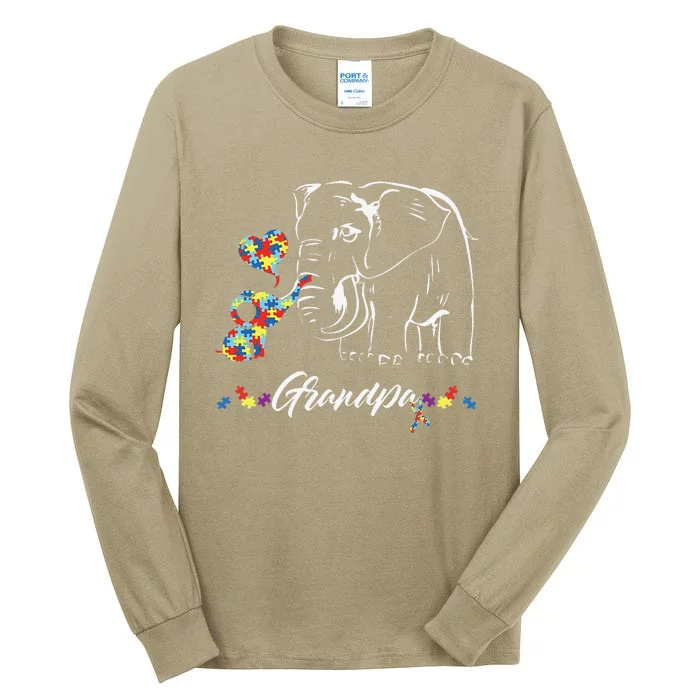 Elephant Autism Awareness Grandpa Autism Gift Tall Long Sleeve T-Shirt