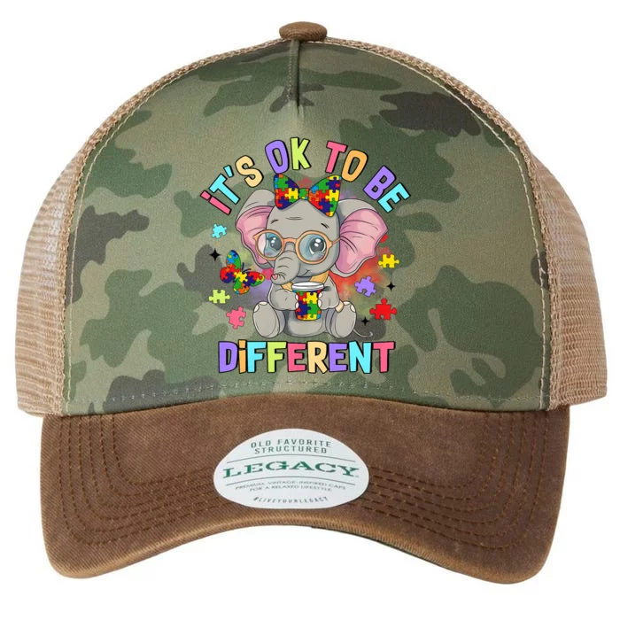 Elephant Autism Awareness ItS Ok To Be Different Legacy Tie Dye Trucker Hat