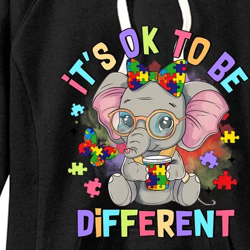 Elephant Autism Awareness ItS Ok To Be Different Women's Fleece Hoodie