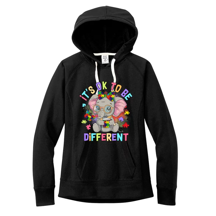 Elephant Autism Awareness ItS Ok To Be Different Women's Fleece Hoodie