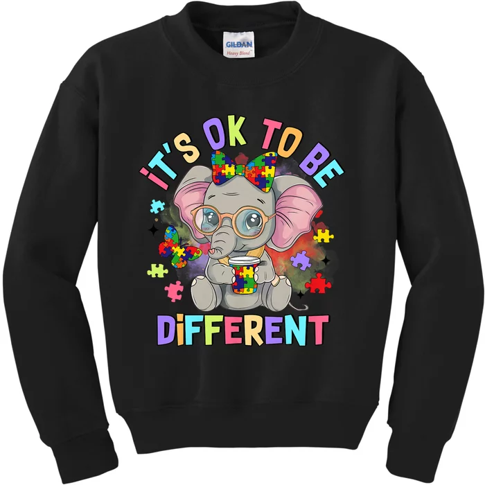 Elephant Autism Awareness ItS Ok To Be Different Kids Sweatshirt