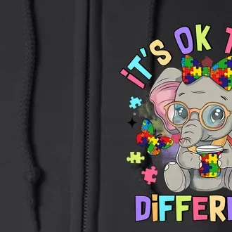 Elephant Autism Awareness ItS Ok To Be Different Full Zip Hoodie