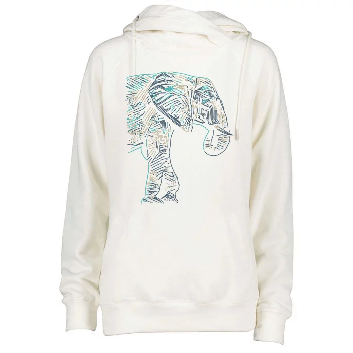 Elephant Abstract Art Colorful Save The Elephants And Yoga Gift Womens Funnel Neck Pullover Hood