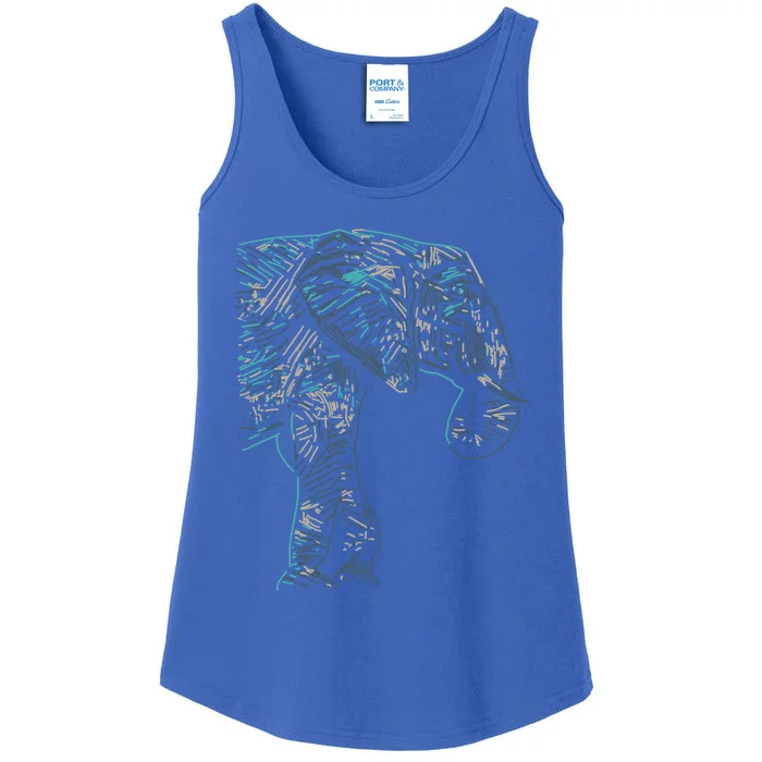 Elephant Abstract Art Colorful Save The Elephants And Yoga Gift Ladies Essential Tank