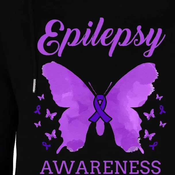 Epilepsy Awareness Butterfly Epilepsy Warrior Womens Funnel Neck Pullover Hood