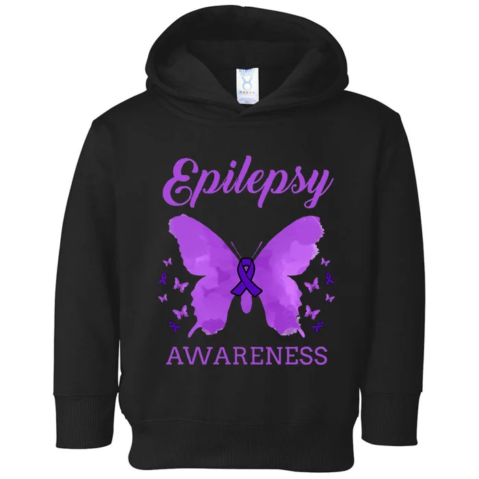 Epilepsy Awareness Butterfly Epilepsy Warrior Toddler Hoodie