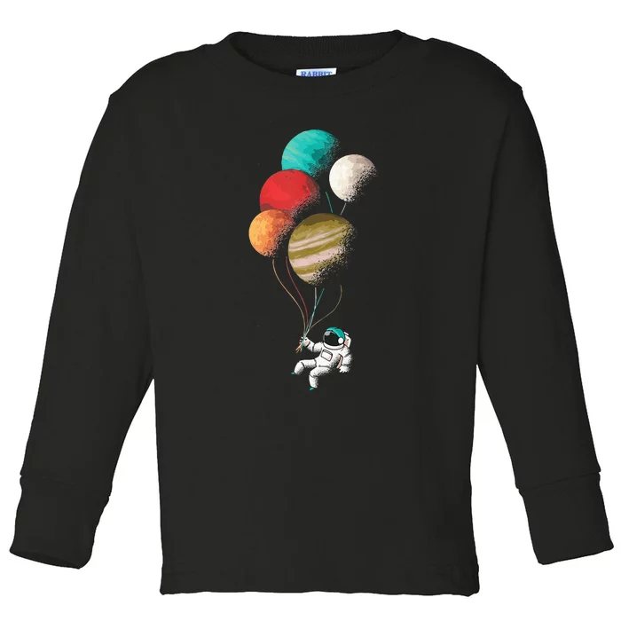 EDM Astronaut Balloon Design Dance Rave Music Festival Toddler Long Sleeve Shirt