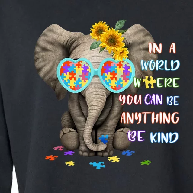 Elephant Autism Be Kind Autism Awareness Cropped Pullover Crew